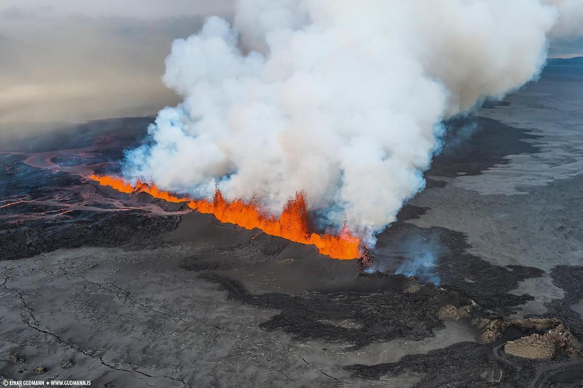 Photographie de l'éruption du Bárðarbunga en 2014