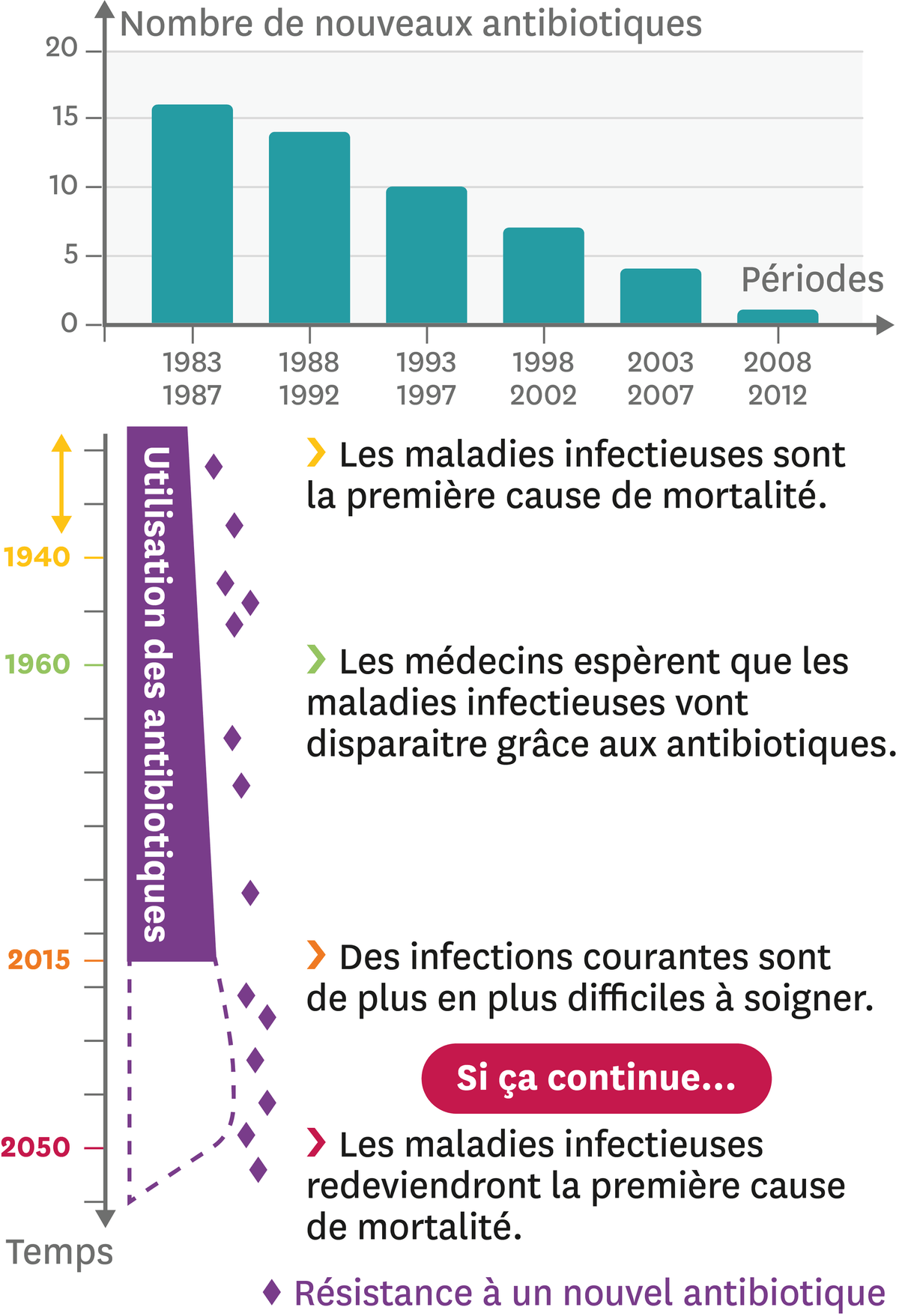 La résistance aux antibiotiques, un problème de santé publique.