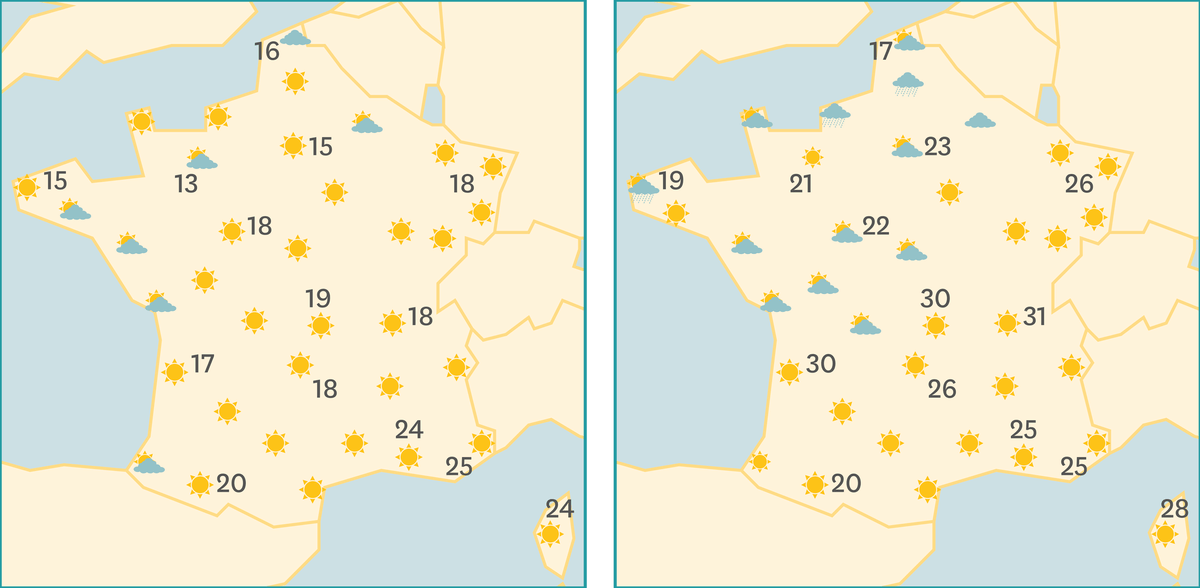 Les cartes de prévisions des 7 et 8 aout 2016.